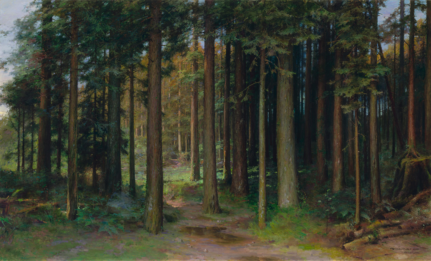 Alishan Forest by Yim Mau-Kun, oil, 152×250cm, 2000
