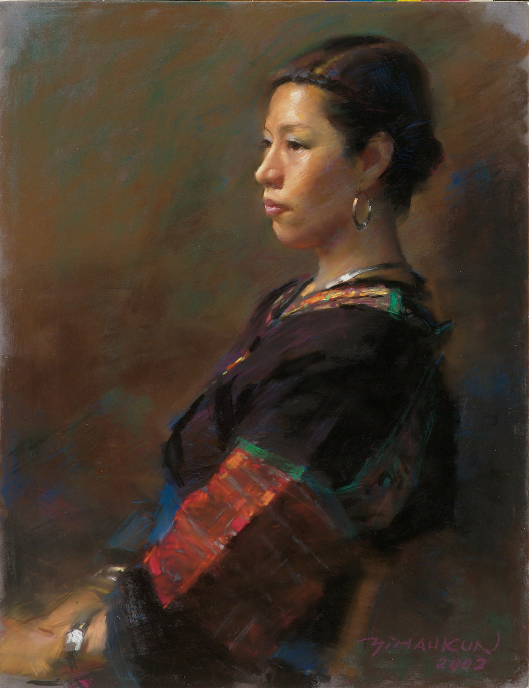 苗家姑娘 粉彩 65×50cm 2002
