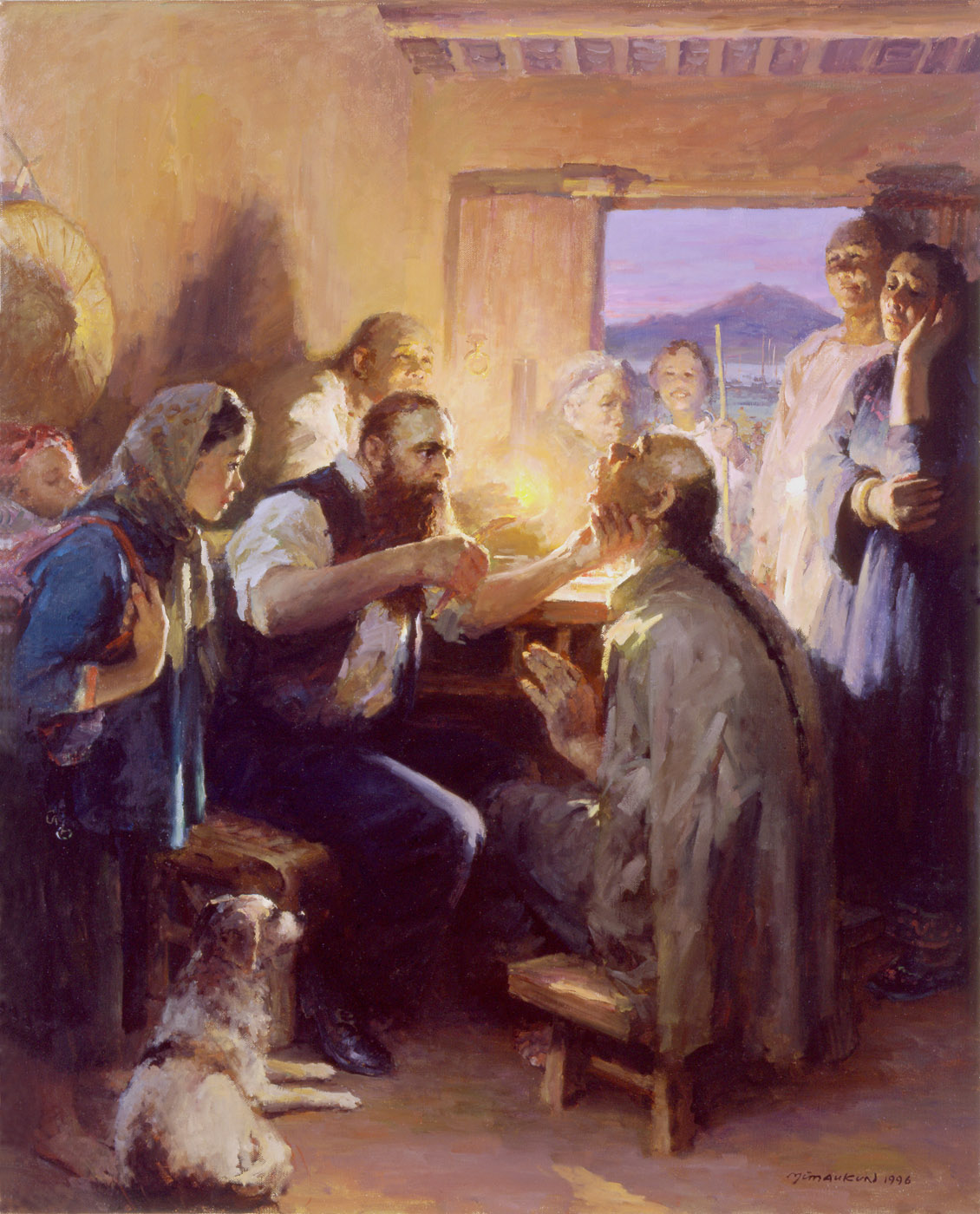 Mackay Practicing Medicine by Yim Mau-Kun, oil, 120×96cm, 1996
