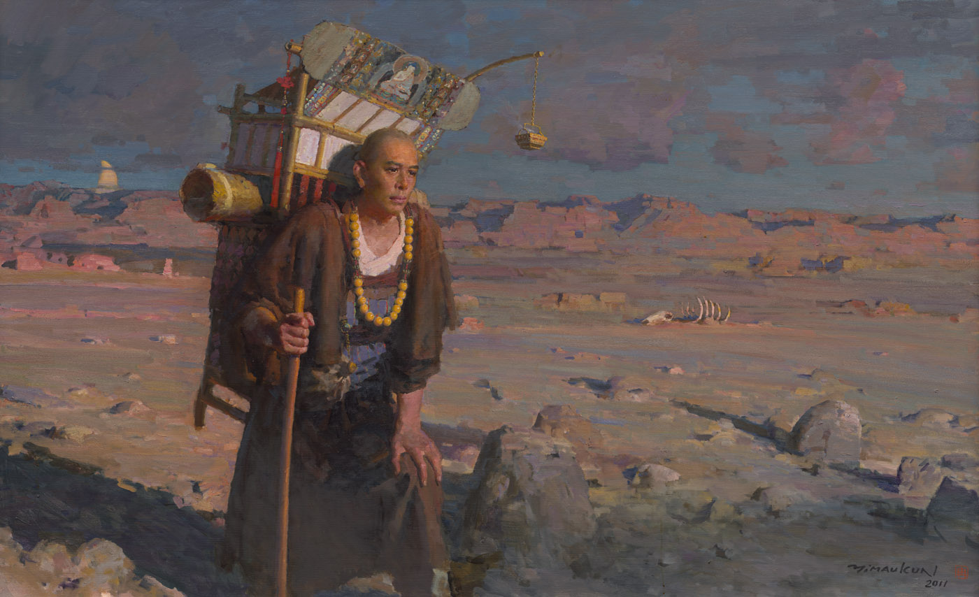 Xuanzang by Yim Mau-Kun, oil