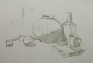 Still life drawing step 2