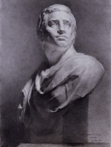 Brutus, classical bust study, Yim Mau-Kun, classical drawing