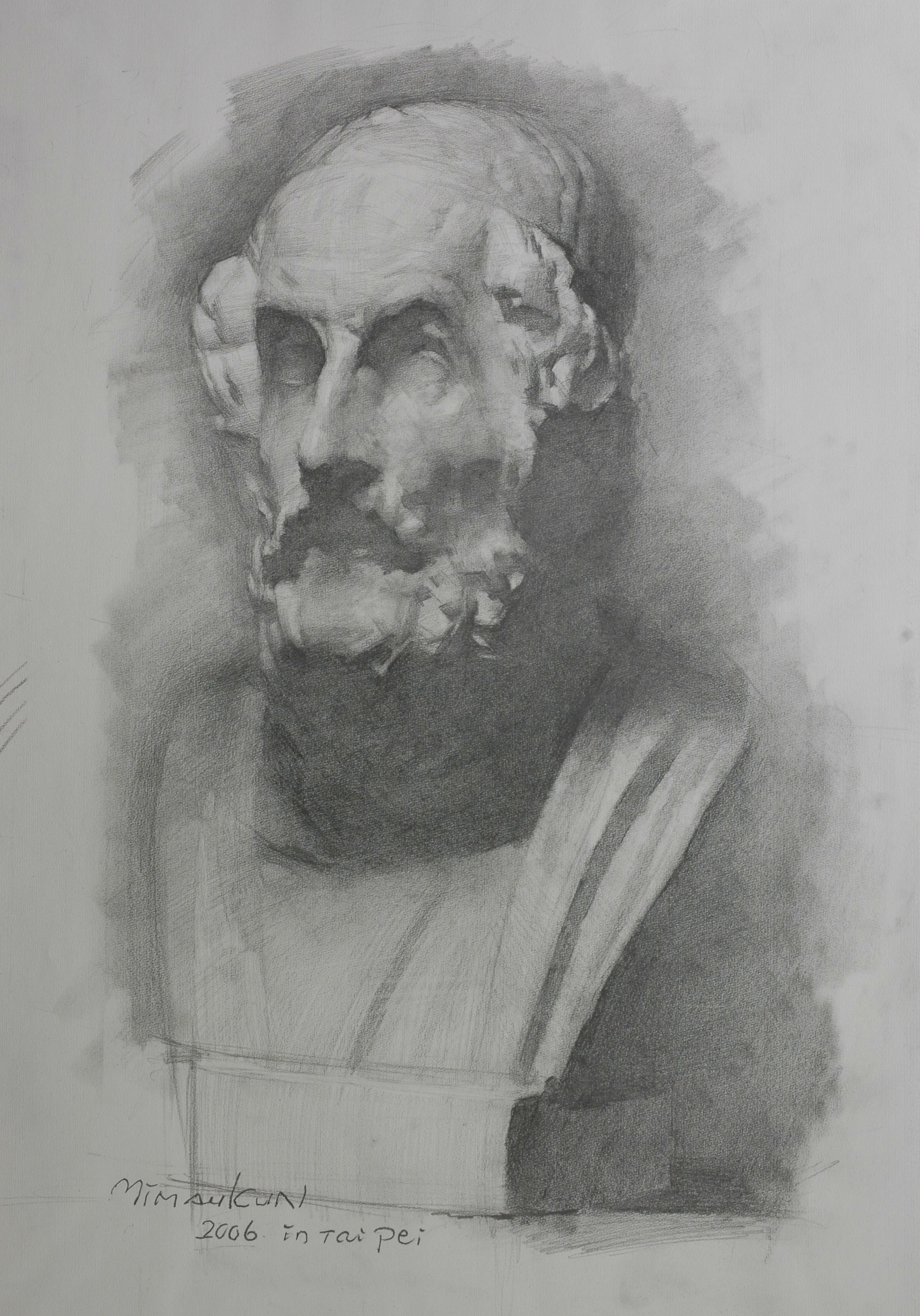 cast drawing, classical bust study, drawing training